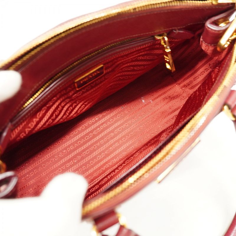 Prada Handbag Saffiano Leather Bordeaux Gold Hardware 2way Bag Ladies
