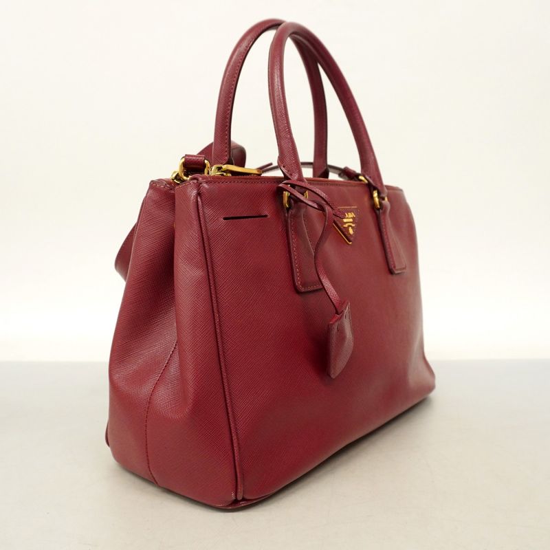 Prada Handbag Saffiano Leather Bordeaux Gold Hardware 2way Bag Ladies