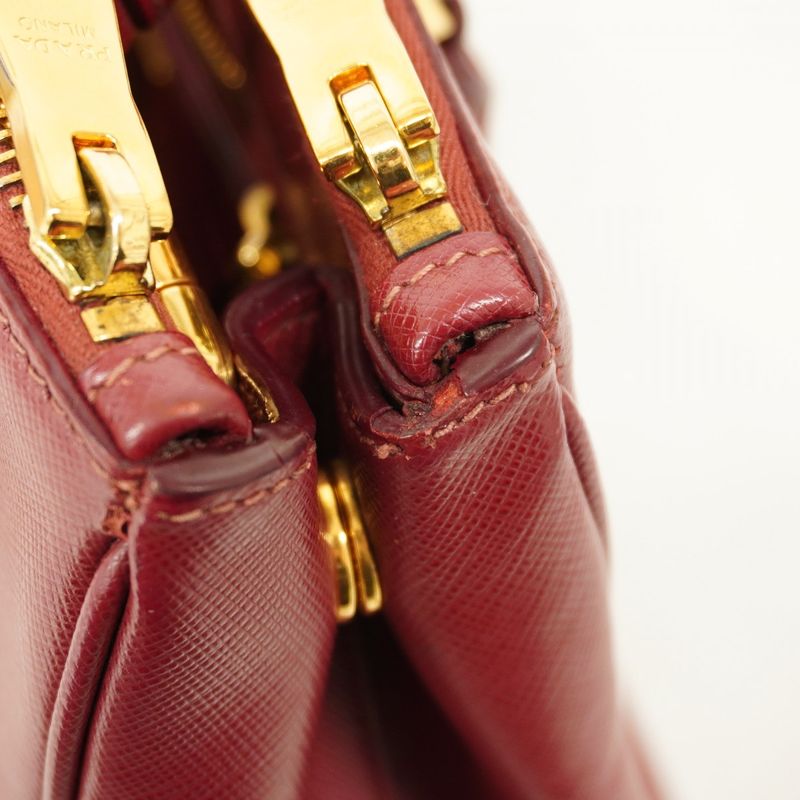 Prada Handbag Saffiano Leather Bordeaux Gold Hardware 2way Bag Ladies