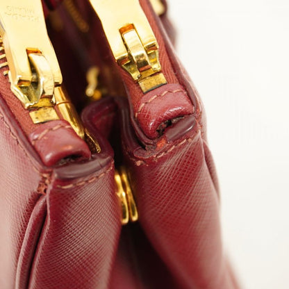 Prada Handbag Saffiano Leather Bordeaux Gold Hardware 2way Bag Ladies