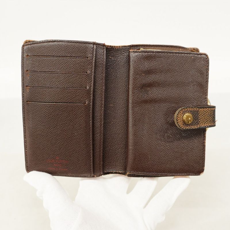 Louis Vuitton Wallet Damier Portomone Vier Viennois N61664 Ebene Ladies