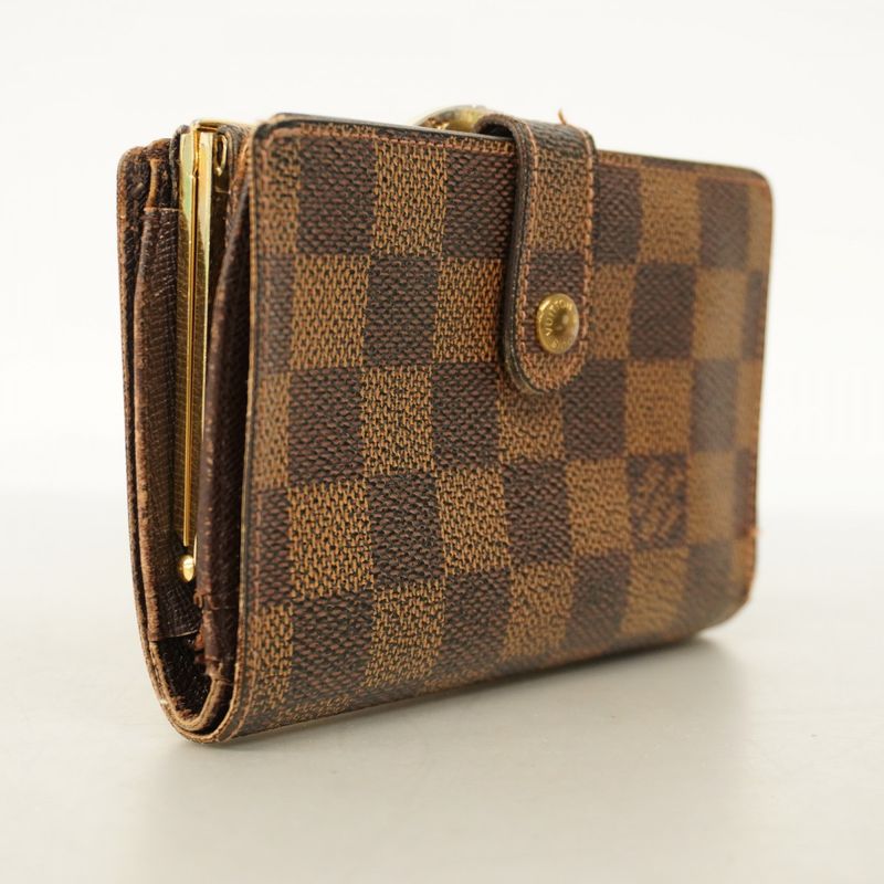 Louis Vuitton Wallet Damier Portomone Vier Viennois N61664 Ebene Ladies