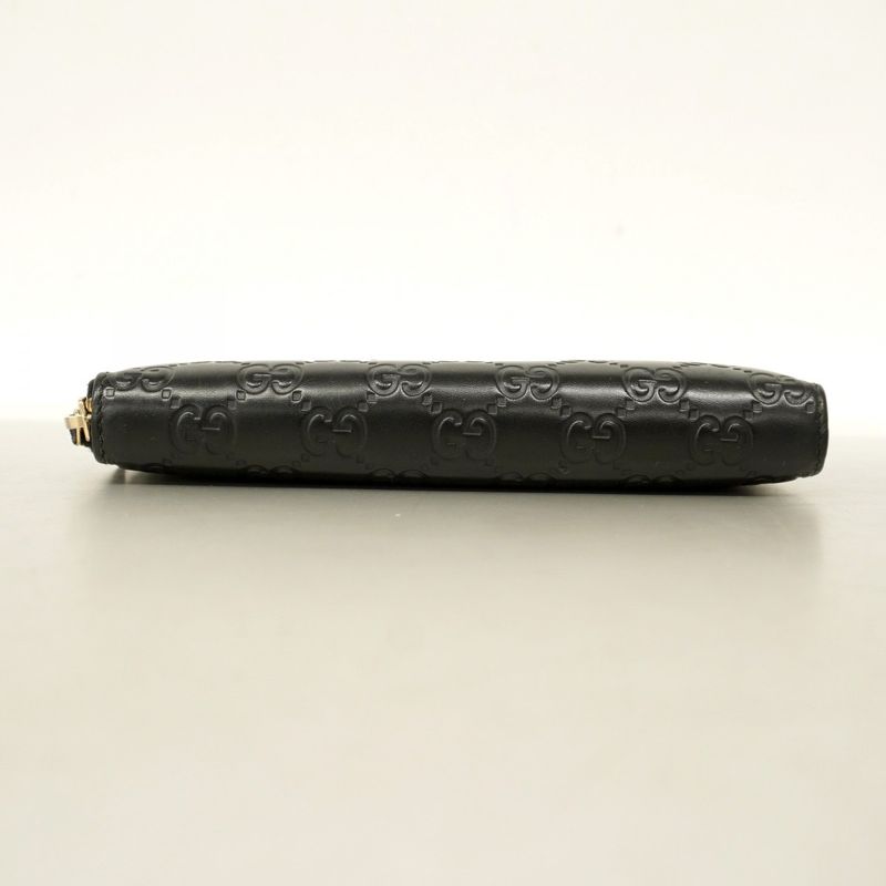 Gucci Long Wallet Guccissima 388680 Leather Black Gold Hardware Women's