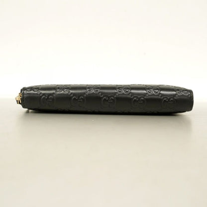Gucci Long Wallet Guccissima 388680 Leather Black Gold Hardware Women's