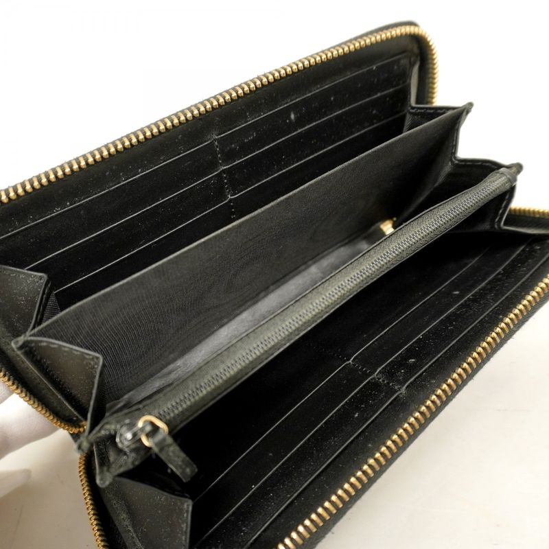 Gucci Long Wallet Guccissima 388680 Leather Black Gold Hardware Women's