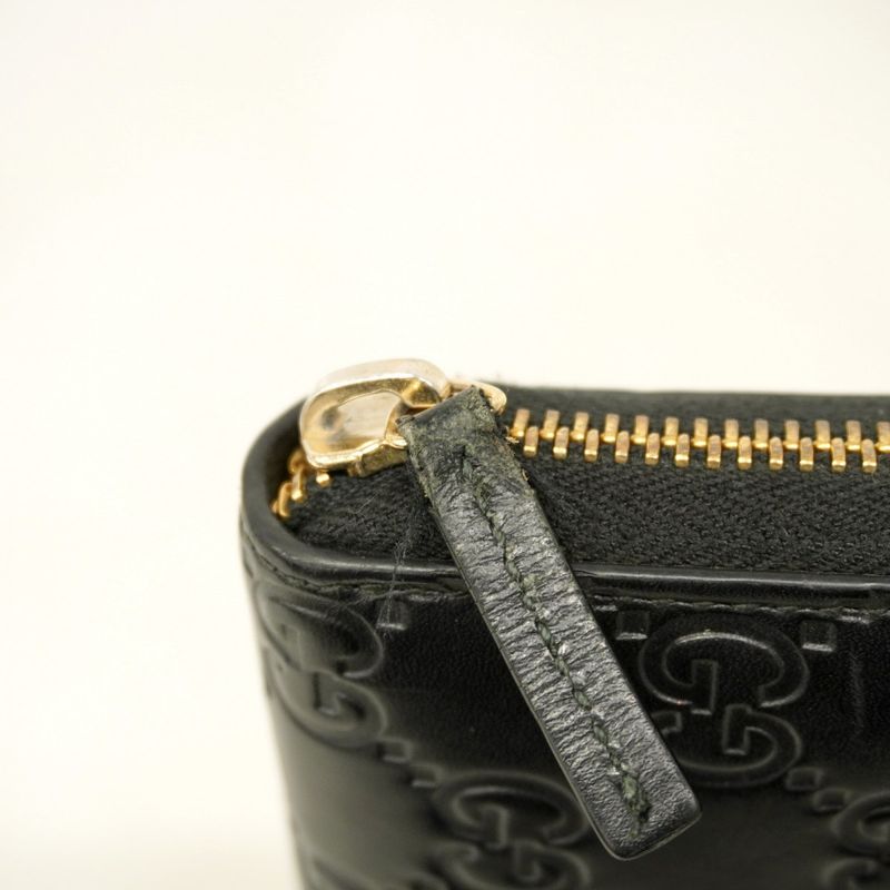 Gucci Long Wallet Guccissima 388680 Leather Black Gold Hardware Women's