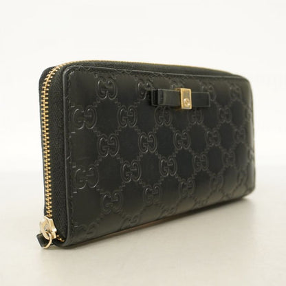 Gucci Long Wallet Guccissima 388680 Leather Black Gold Hardware Women's