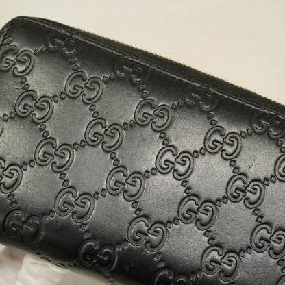 Gucci Long Wallet Guccissima 388680 Leather Black Gold Hardware Women's