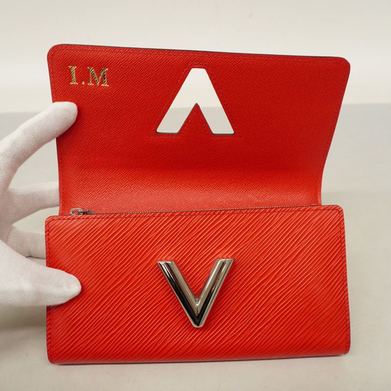 Louis Vuitton Long Wallet Epi Portefeuille Twist M61179 Coquelicot Women's