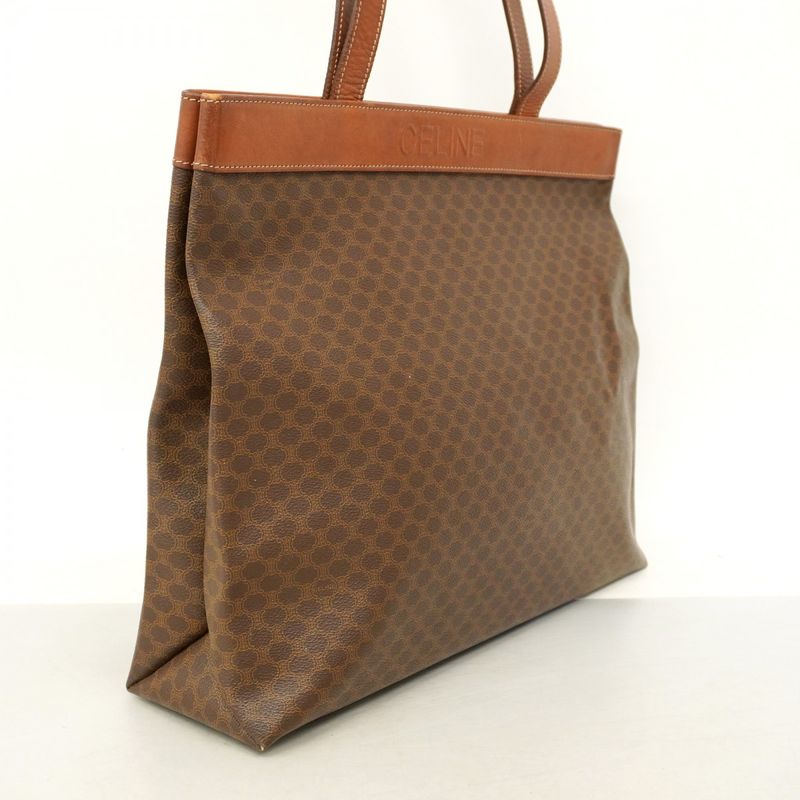 Celine Tote Bag Macadam PVC Brown Gold Hardware Women's