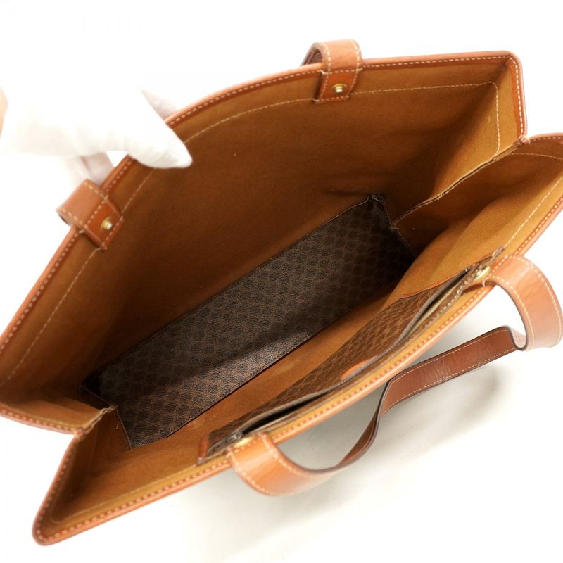 Celine Tote Bag Macadam PVC Brown Gold Hardware Women's