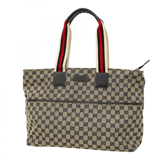 Gucci Tote Bag GG Canvas 155524 Canvas Navy Silver Hardware Women's
