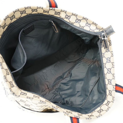 Gucci Tote Bag GG Canvas 155524 Canvas Navy Silver Hardware Women's