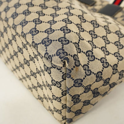 Gucci Tote Bag GG Canvas 155524 Canvas Navy Silver Hardware Women's