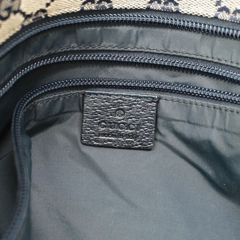 Gucci Tote Bag GG Canvas 155524 Canvas Navy Silver Hardware Women's