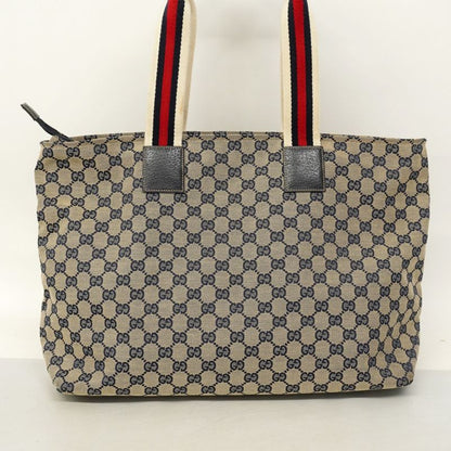 Gucci Tote Bag GG Canvas 155524 Canvas Navy Silver Hardware Women's