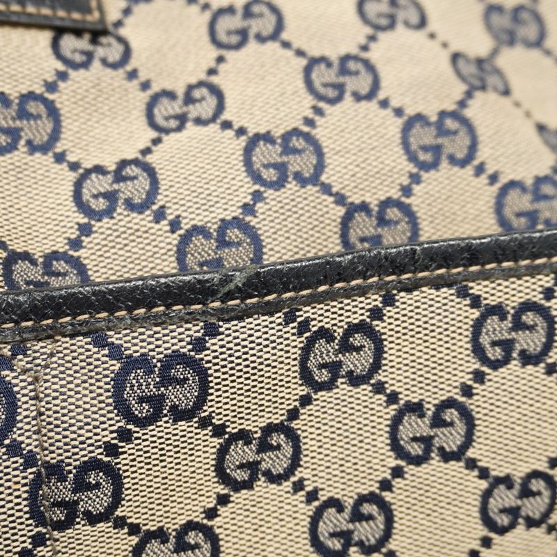 Gucci Tote Bag GG Canvas 155524 Canvas Navy Silver Hardware Women's