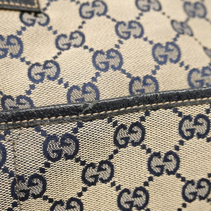 Gucci Tote Bag GG Canvas 155524 Canvas Navy Silver Hardware Women's