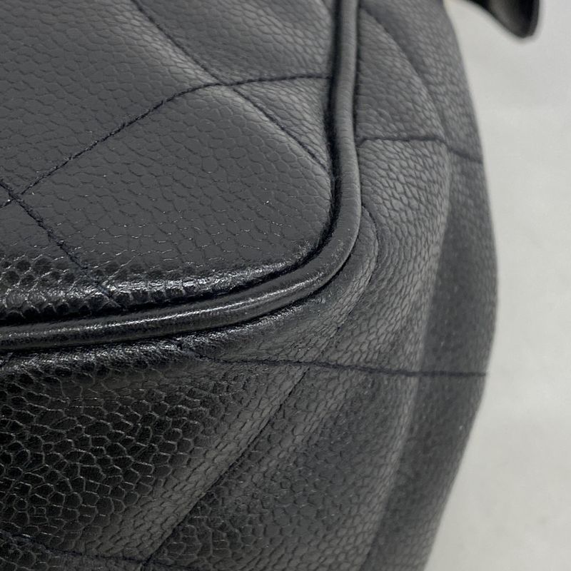 Chanel Shoulder Bag Matelasse Caviar Skin Black Gold Hardware Women