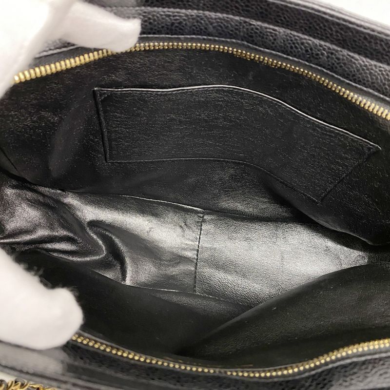 Chanel Shoulder Bag Matelasse Caviar Skin Black Gold Hardware Women