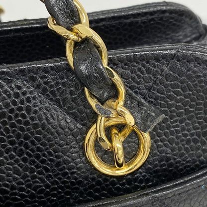 Chanel Shoulder Bag Matelasse Caviar Skin Black Gold Hardware Women