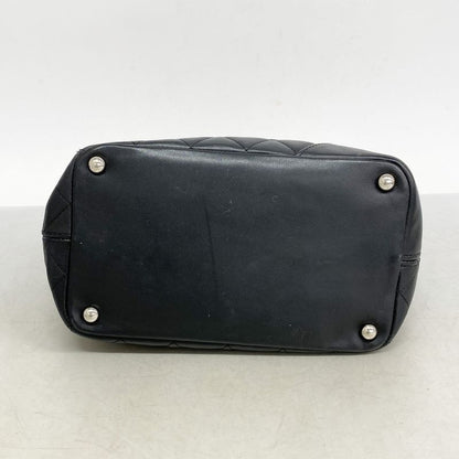 Chanel Tote Bag Cambon Lambskin Black Silver Hardware Women
