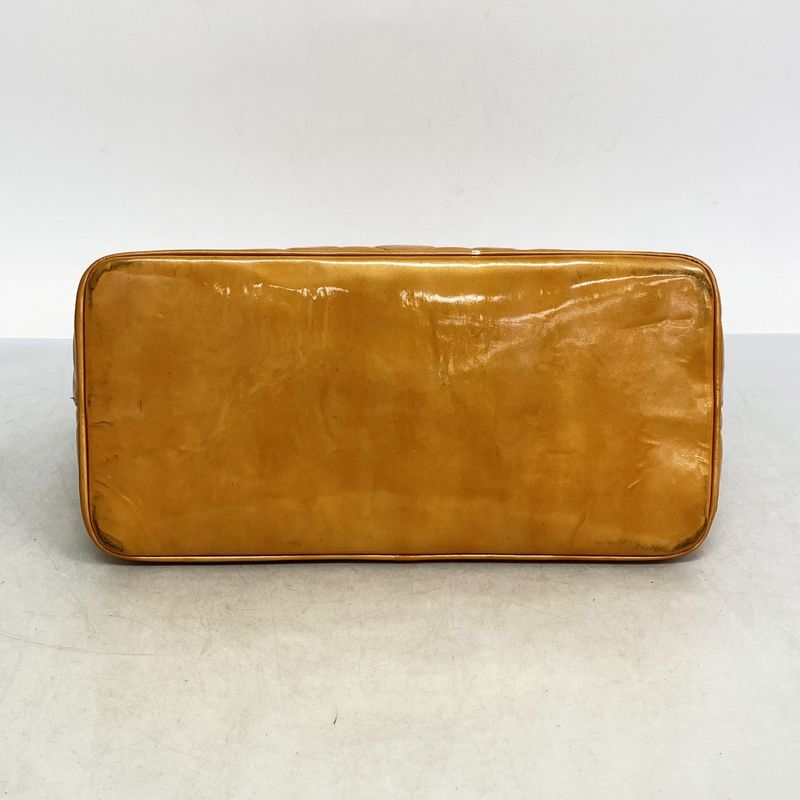 Chanel Tote Bag Reproduction Tote Patent Leather Orange Pink Silver Hardware