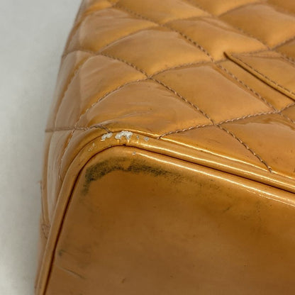 Chanel Tote Bag Reproduction Tote Patent Leather Orange Pink Silver Hardware