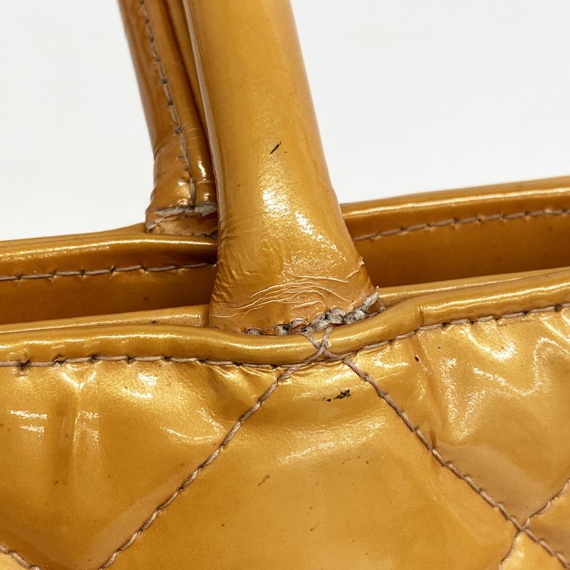 Chanel Tote Bag Reproduction Tote Patent Leather Orange Pink Silver Hardware