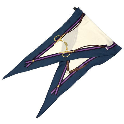 Gucci Scarf Carre Diamond Bit Pattern Silk Ivory X Navy Aq12367