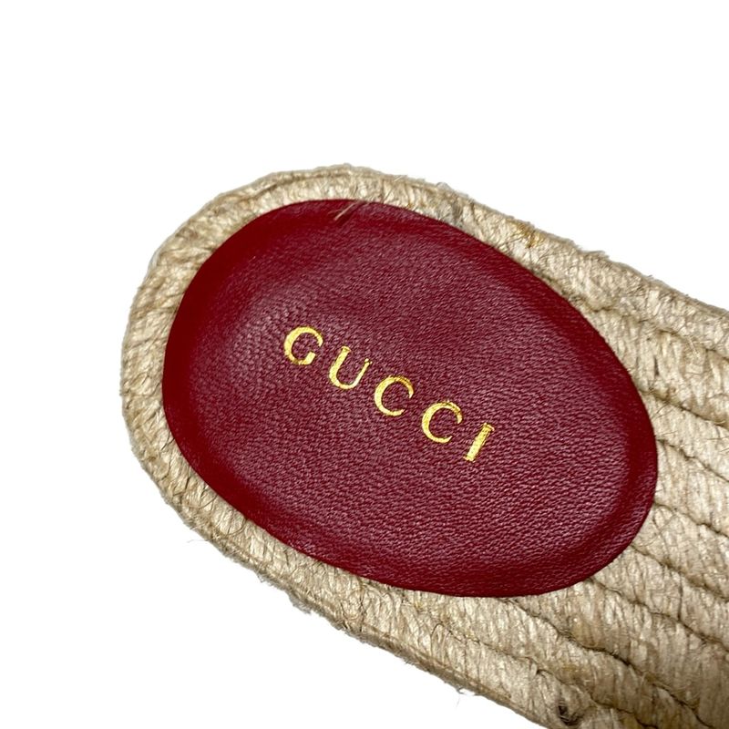 Gucci Sandals 35 Women's - 573028 Red Double G Quilted Espadrilles Leather