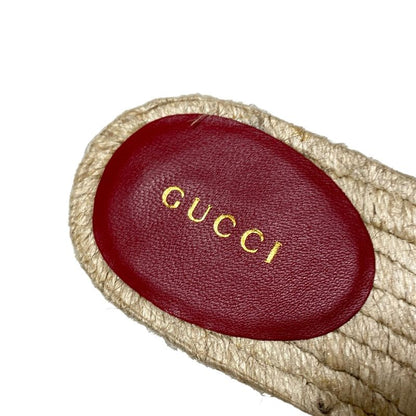 Gucci Sandals 35 Women's - 573028 Red Double G Quilted Espadrilles Leather