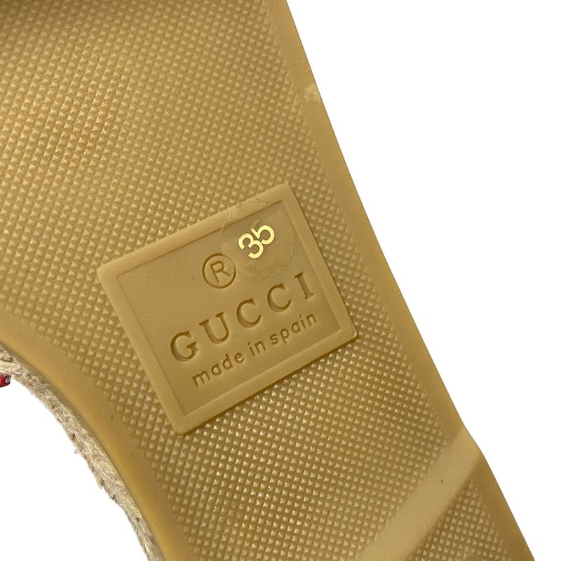 Gucci Sandals 35 Women's - 573028 Red Double G Quilted Espadrilles Leather