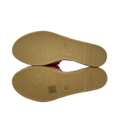 Gucci Sandals 35 Women's - 573028 Red Double G Quilted Espadrilles Leather