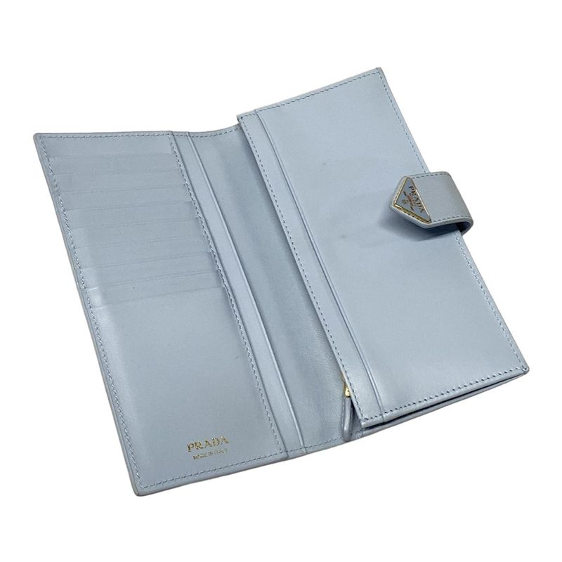 Prada Long Wallet - 1mv025 Light Blue Leather