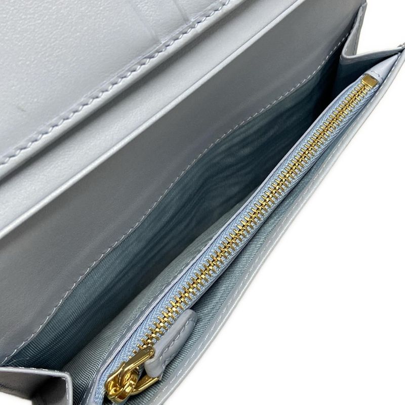 Prada Long Wallet - 1mv025 Light Blue Leather