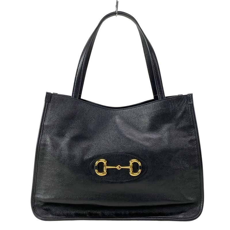 Gucci Tote Bag Horsebit 1955 623694 Black Leather