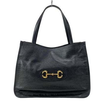 Gucci Tote Bag Horsebit 1955 623694 Black Leather