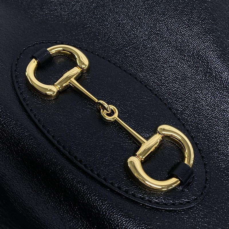 Gucci Tote Bag Horsebit 1955 623694 Black Leather
