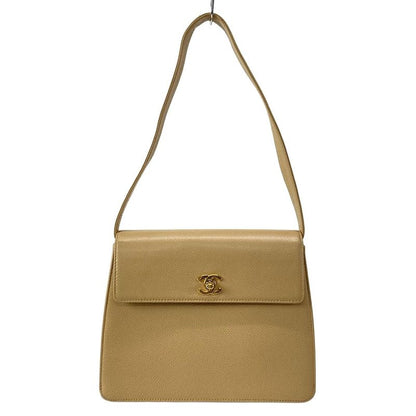 Chanel Shoulder Bag Trapezoid Bag Beige Flap Bag Turnlock Gold Hardware