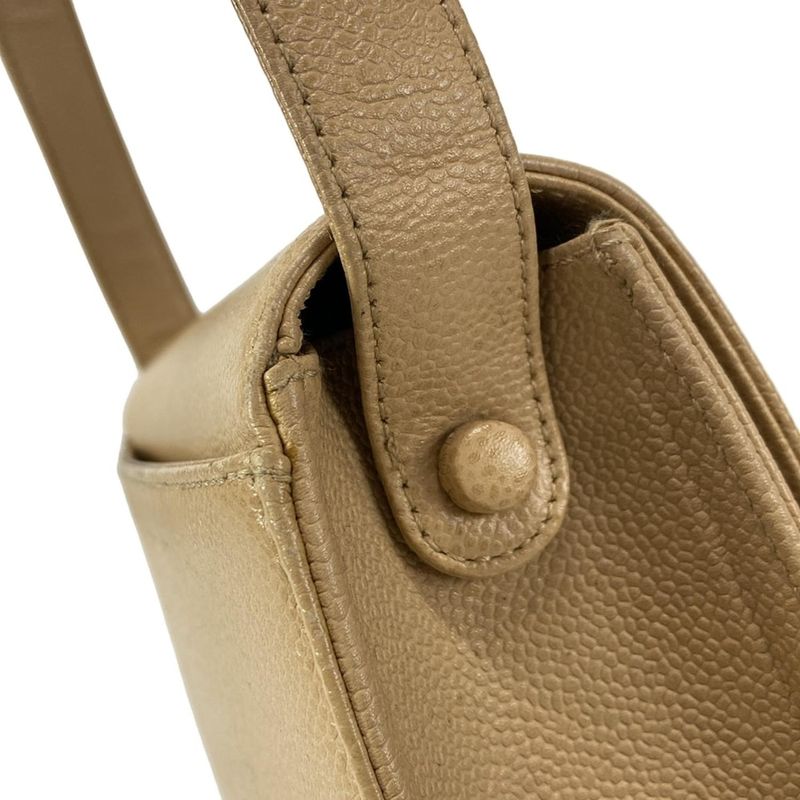 Chanel Shoulder Bag Trapezoid Bag Beige Flap Bag Turnlock Gold Hardware