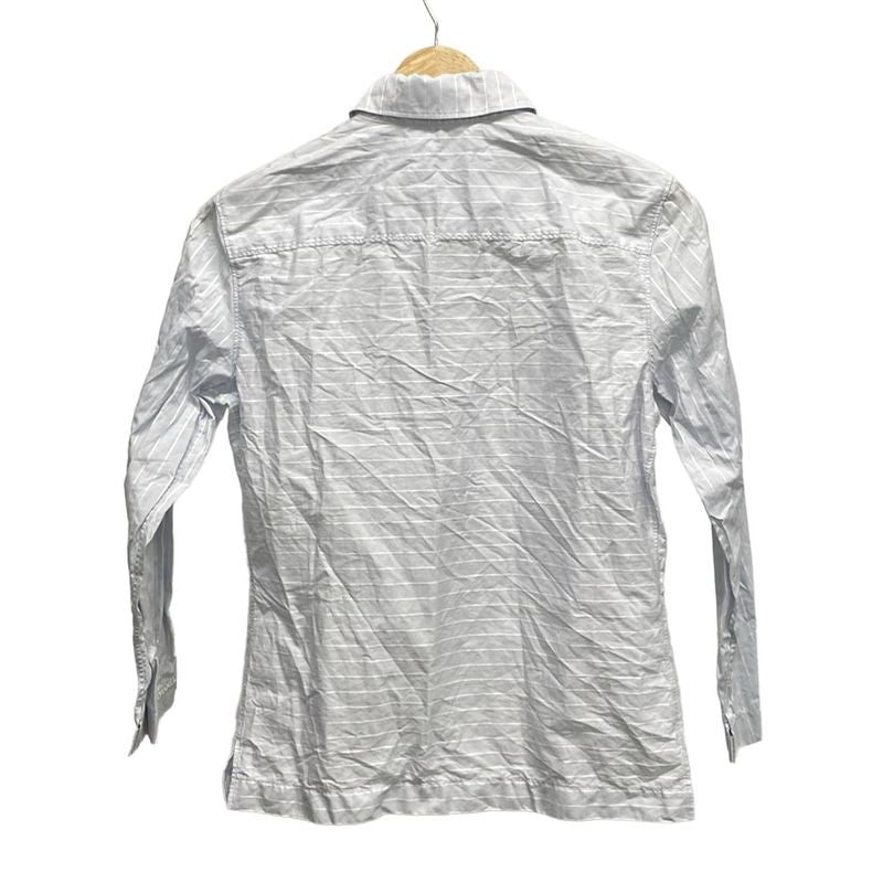 Chanel Long Sleeve Shirt Blouse Size 38 M Women's - P14739 Light Gray Border