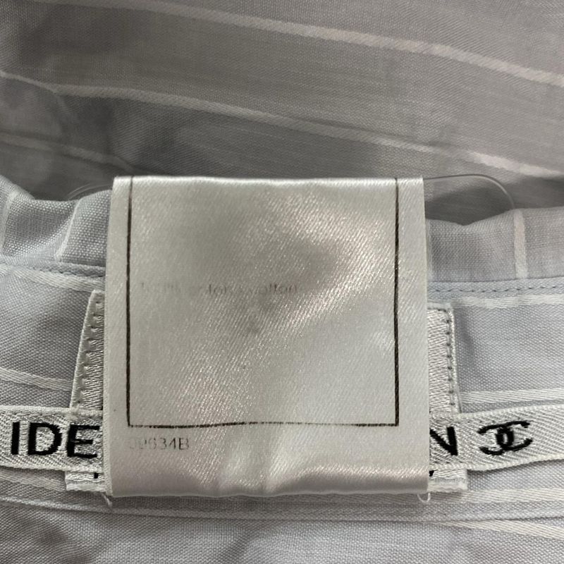 Chanel Long Sleeve Shirt Blouse Size 38 M Women's - P14739 Light Gray Border