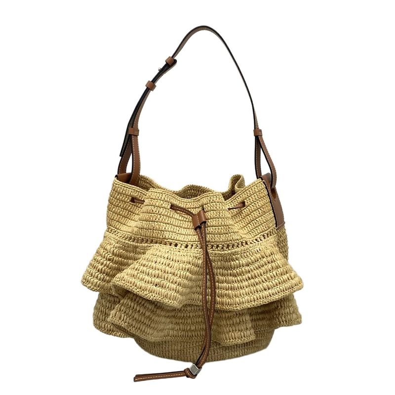 Loewe Shoulder Bag Ruffle Balloon Bag A710p83x02 Beige X Brown Leather