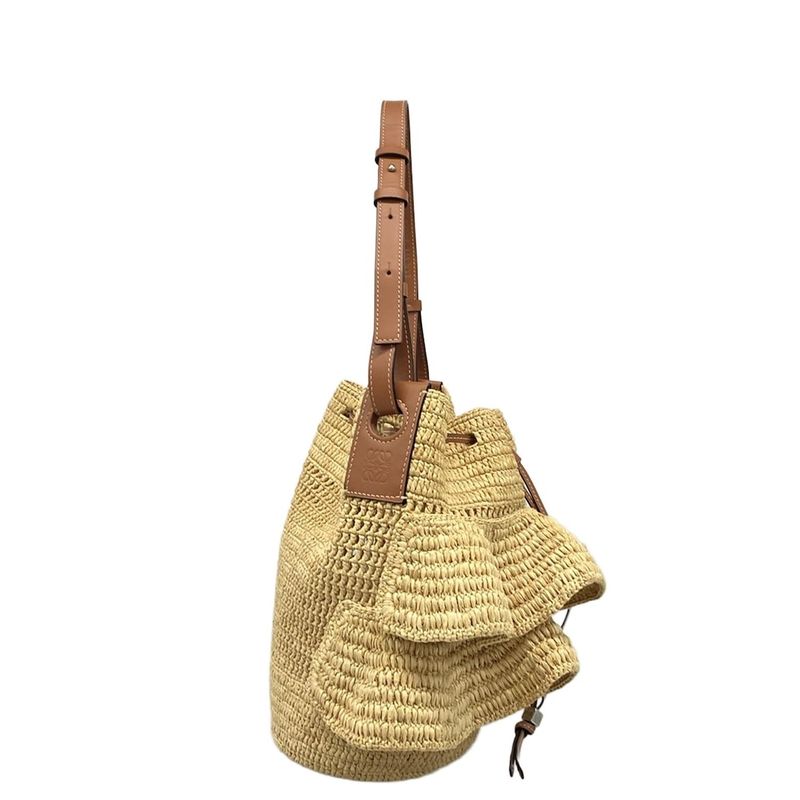 Loewe Shoulder Bag Ruffle Balloon Bag A710p83x02 Beige X Brown Leather