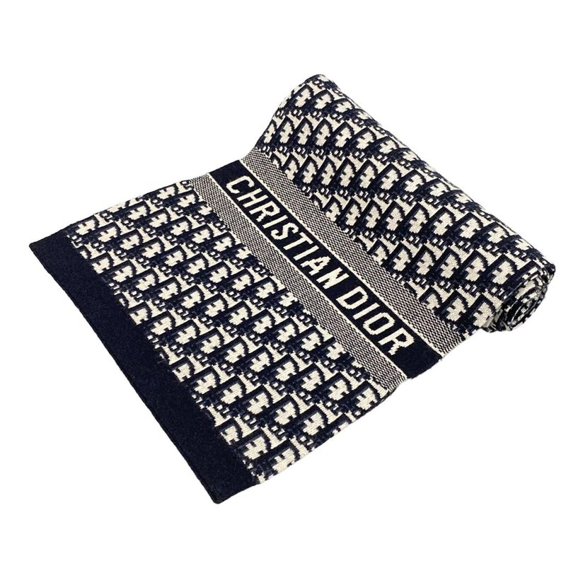 Dior Christian Dior Scarf - 15dob201i099 Ivory X Dark Navy X Navy Logogram