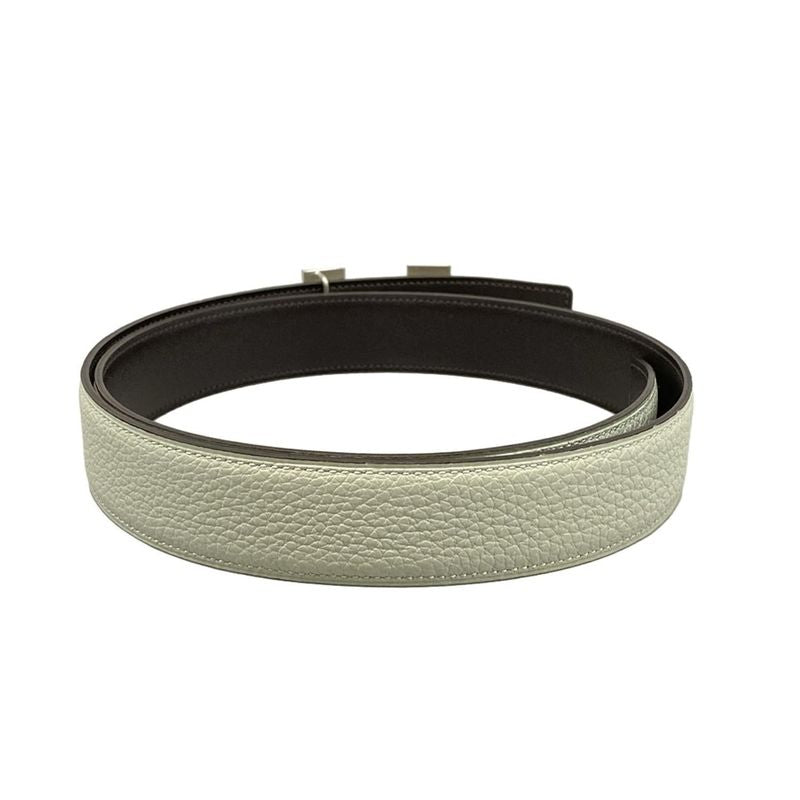 Hermes Belt 85 H Belt Light Gray X Dark Brown X Silver Reversible