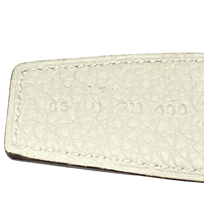 Hermes Belt 85 H Belt Light Gray X Dark Brown X Silver Reversible