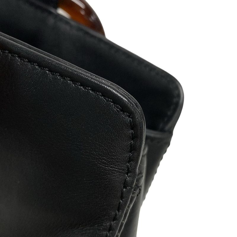 Chanel Handbag - Black X Dark Brown Plastic Handle Leather