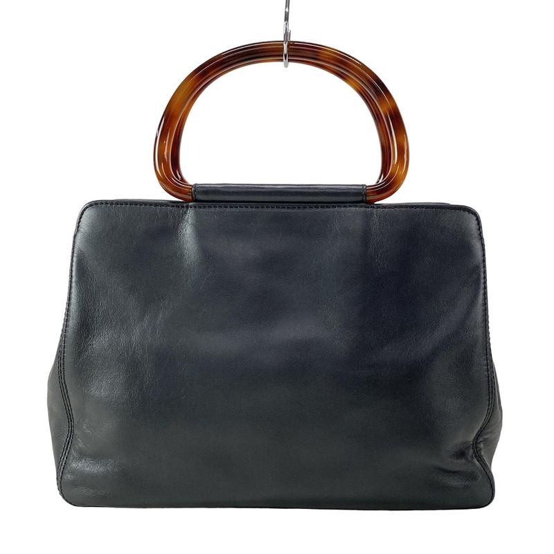 Chanel Handbag - Black X Dark Brown Plastic Handle Leather